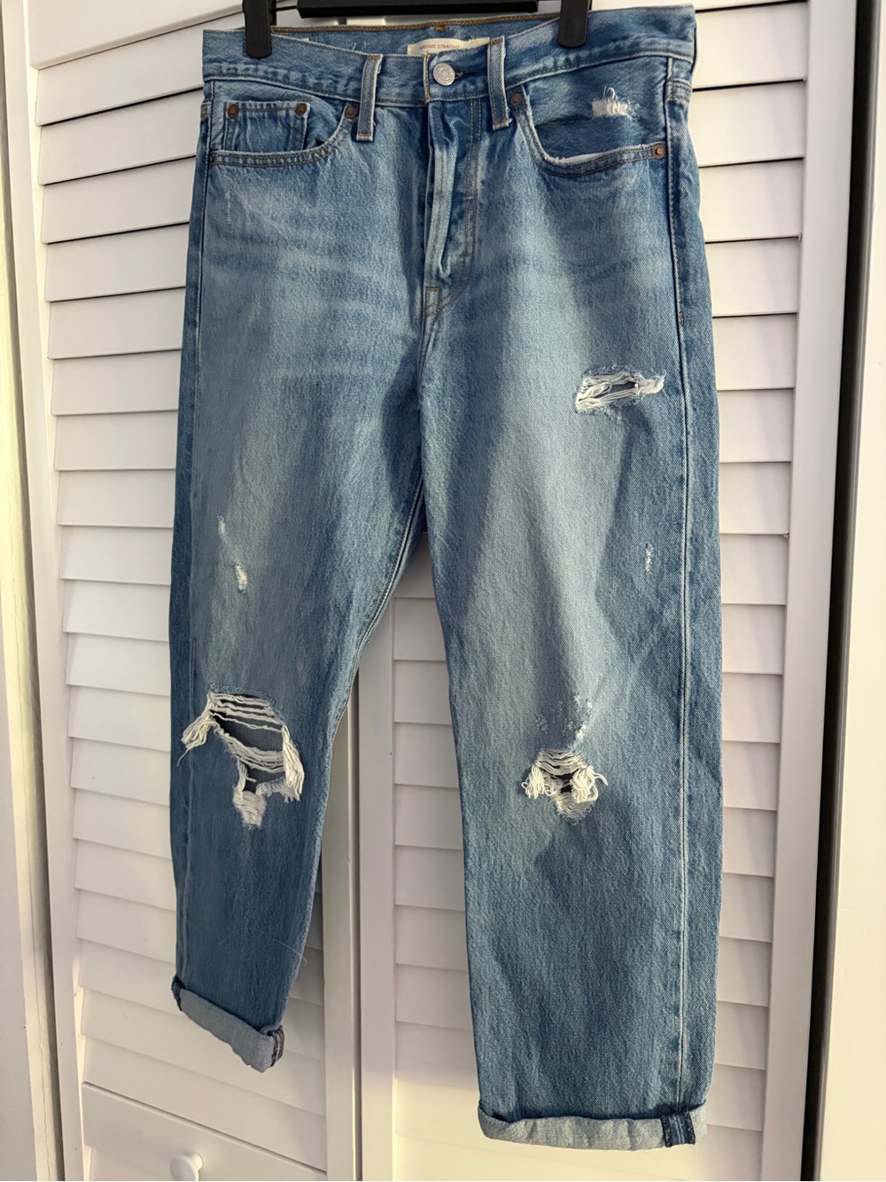 Levi’s 501 Light Wash Distressed Boyfriend Jeans